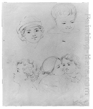 Sketches of Heads (from McGuire Scrapbook) painting - George Augustus Jr Baker Sketches of Heads (from McGuire Scrapbook) art painting